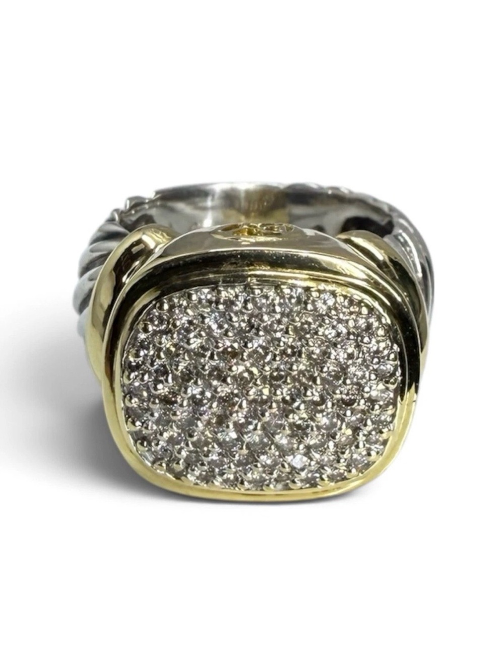 David Yurman Noblesse Diamond Ring 18k Yellow Gold & Sterling Silver Size 6